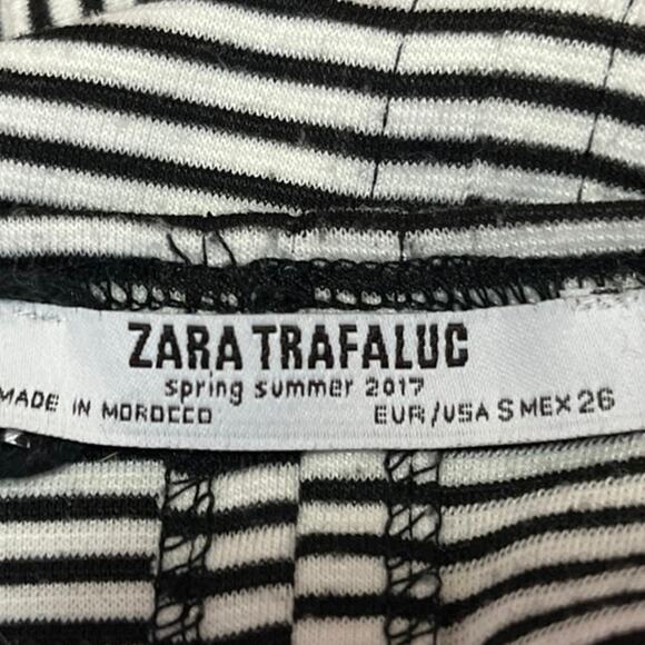 Zara Black White Striped Sleeveless Cami Camisole Midi Bodycon Tank Dress Size S - Picture 6 of 7